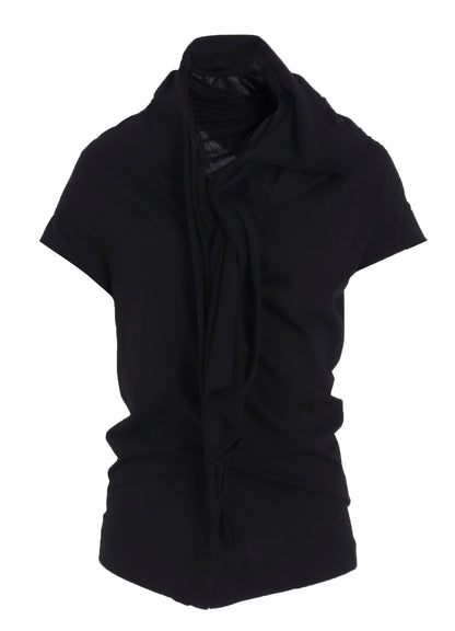 AIRY JERSEY DRAPE DETAIL SHORT SLV T-SHIRT