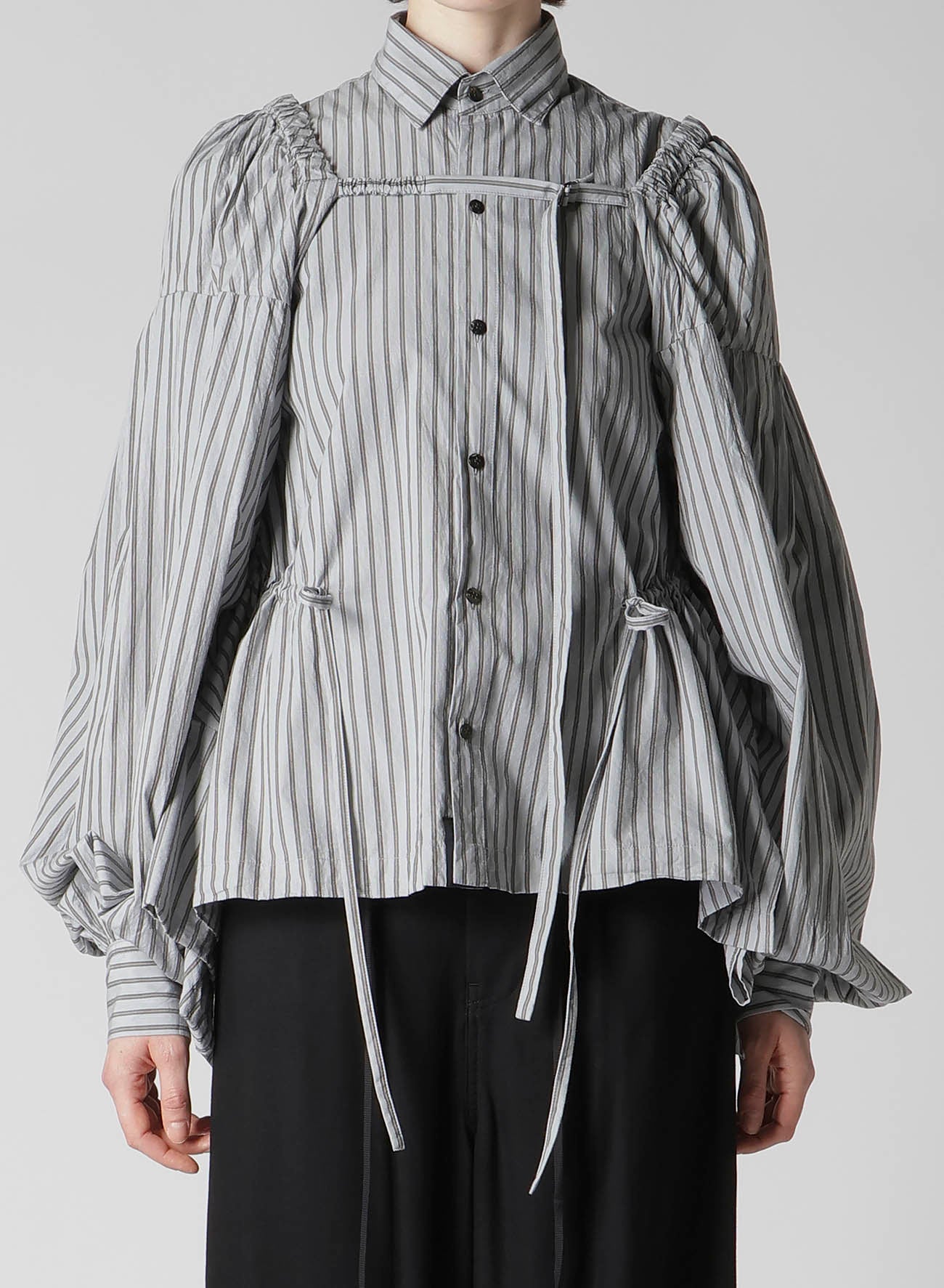 COTTON STRIPE COMBINATION BLOUSE