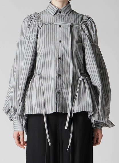 COTTON STRIPE COMBINATION BLOUSE