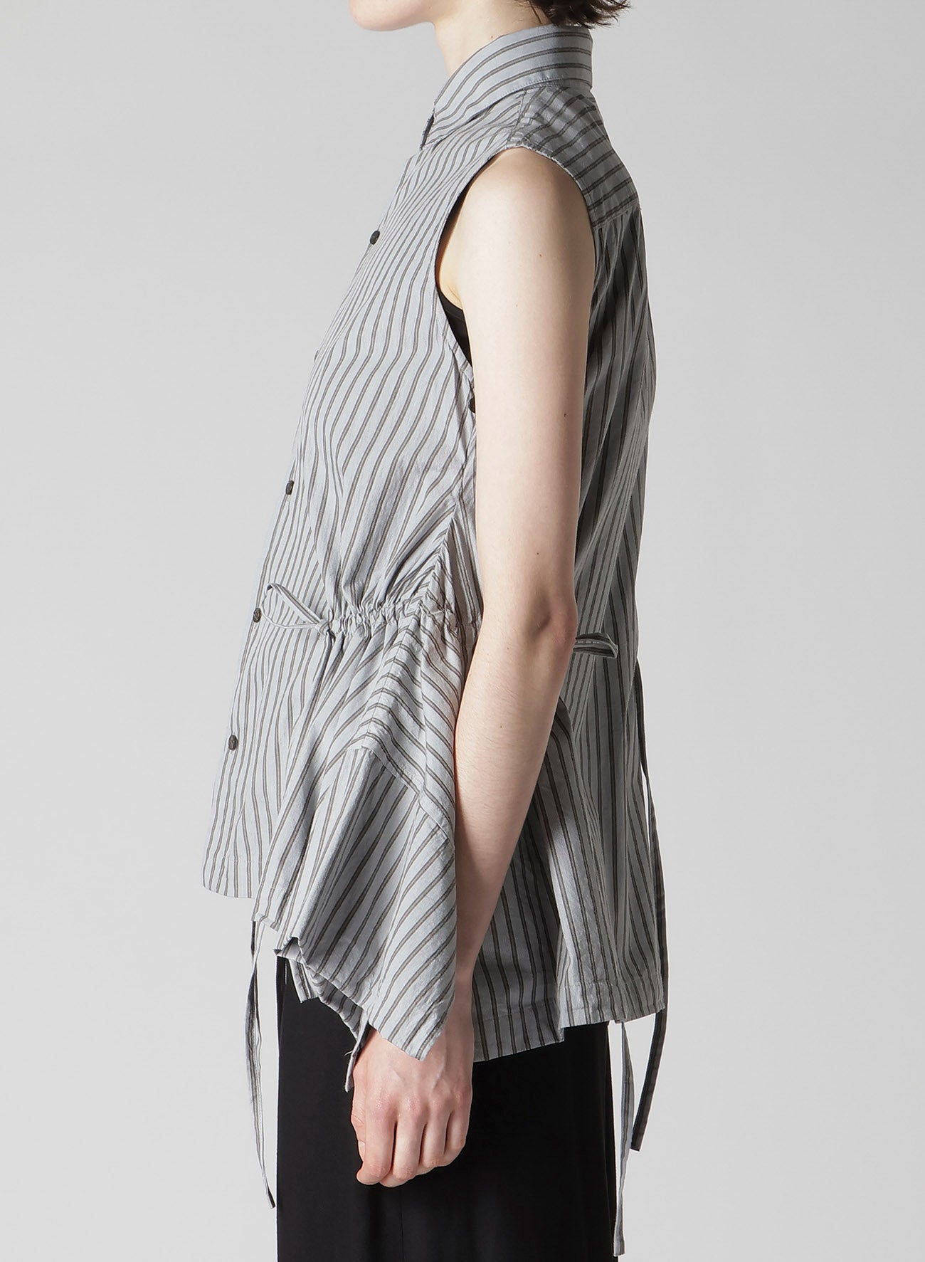 COTTON STRIPE COMBINATION BLOUSE
