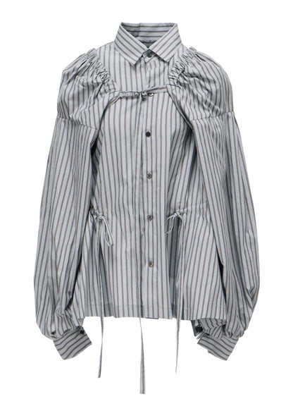 COTTON STRIPE COMBINATION BLOUSE