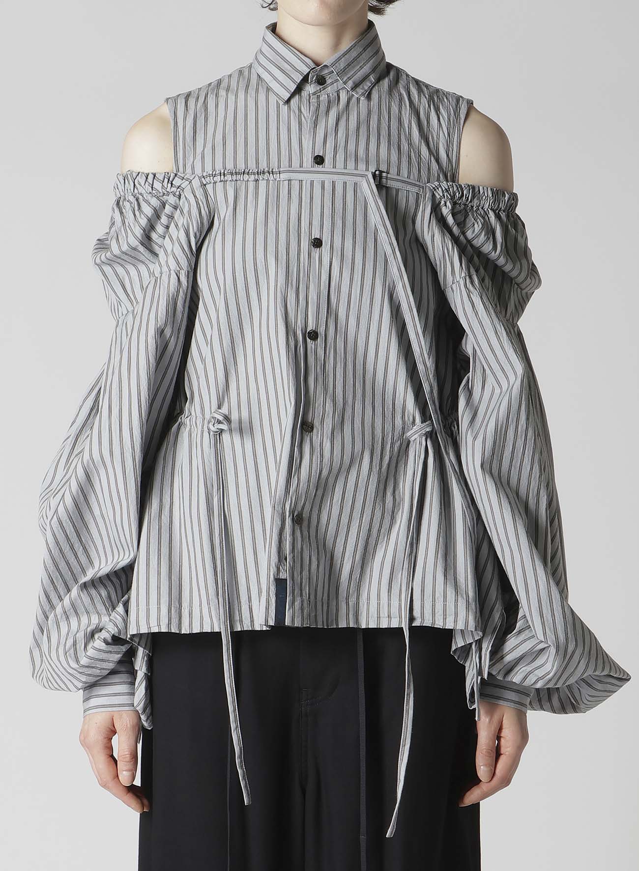 COTTON STRIPE COMBINATION BLOUSE