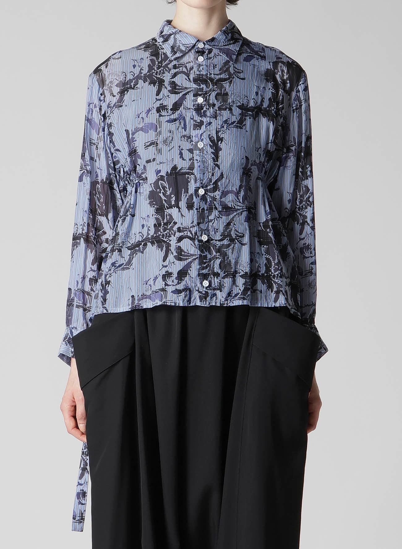 Cu PLAID PT STRIPE WAIST GATHER-B