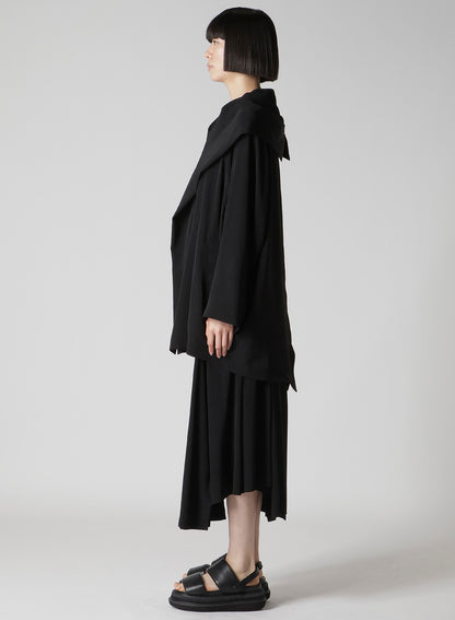 TA/PE CREPE DE CHINE HOODED CAPE COAT