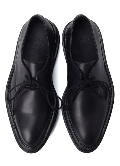 SMOOTH LEATHER BLK FLATFORM PLAIN TOE SHOES