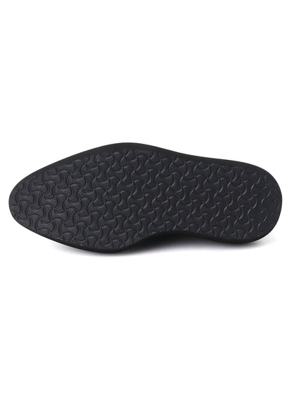 SMOOTH LEATHER BLK FLATFORM PLAIN TOE SHOES