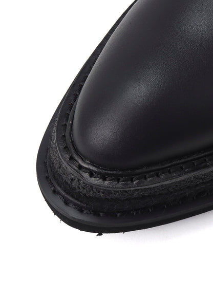 SMOOTH LEATHER BLK FLATFORM PLAIN TOE SHOES