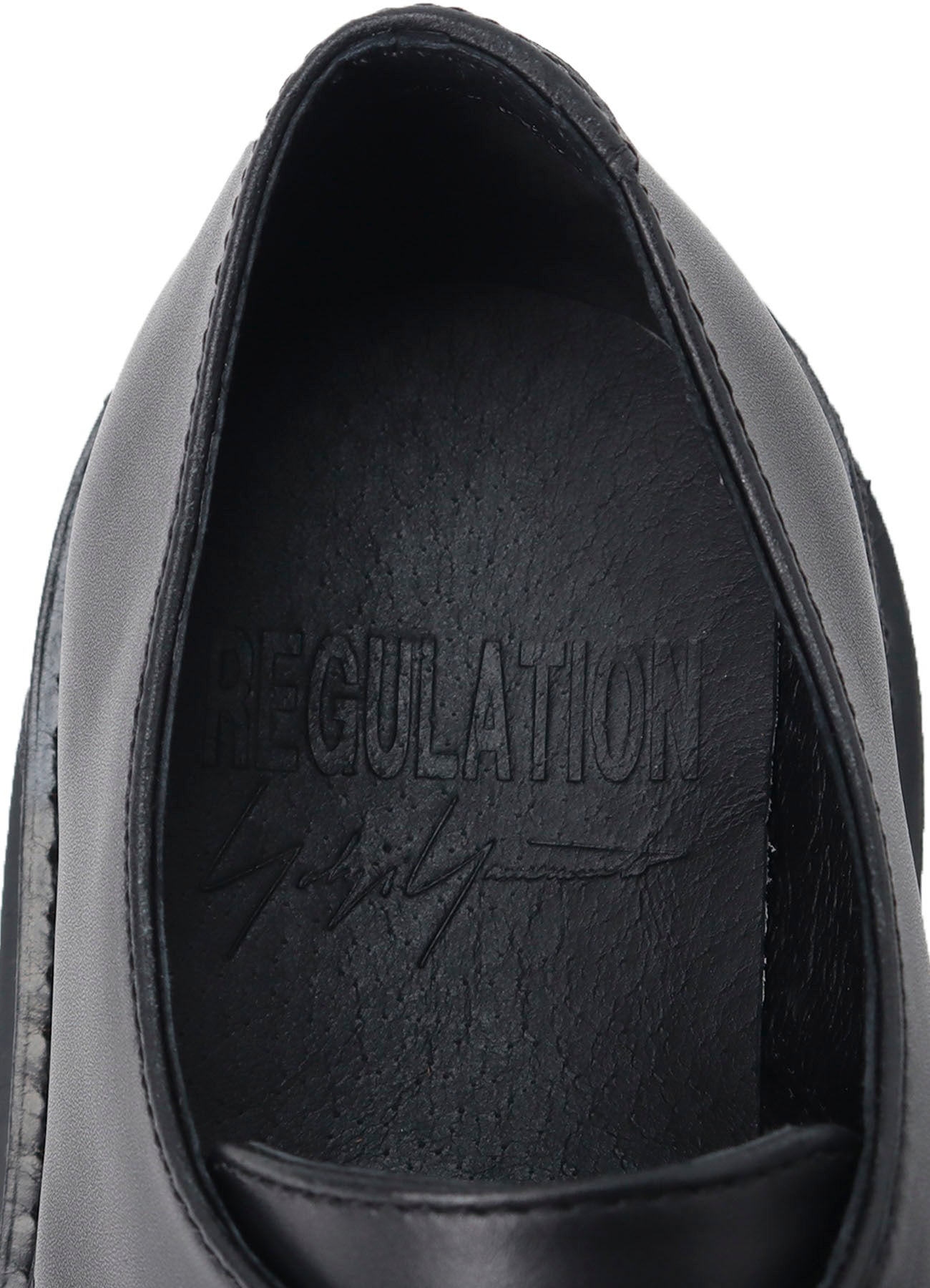 SMOOTH LEATHER BLK FLATFORM PLAIN TOE SHOES