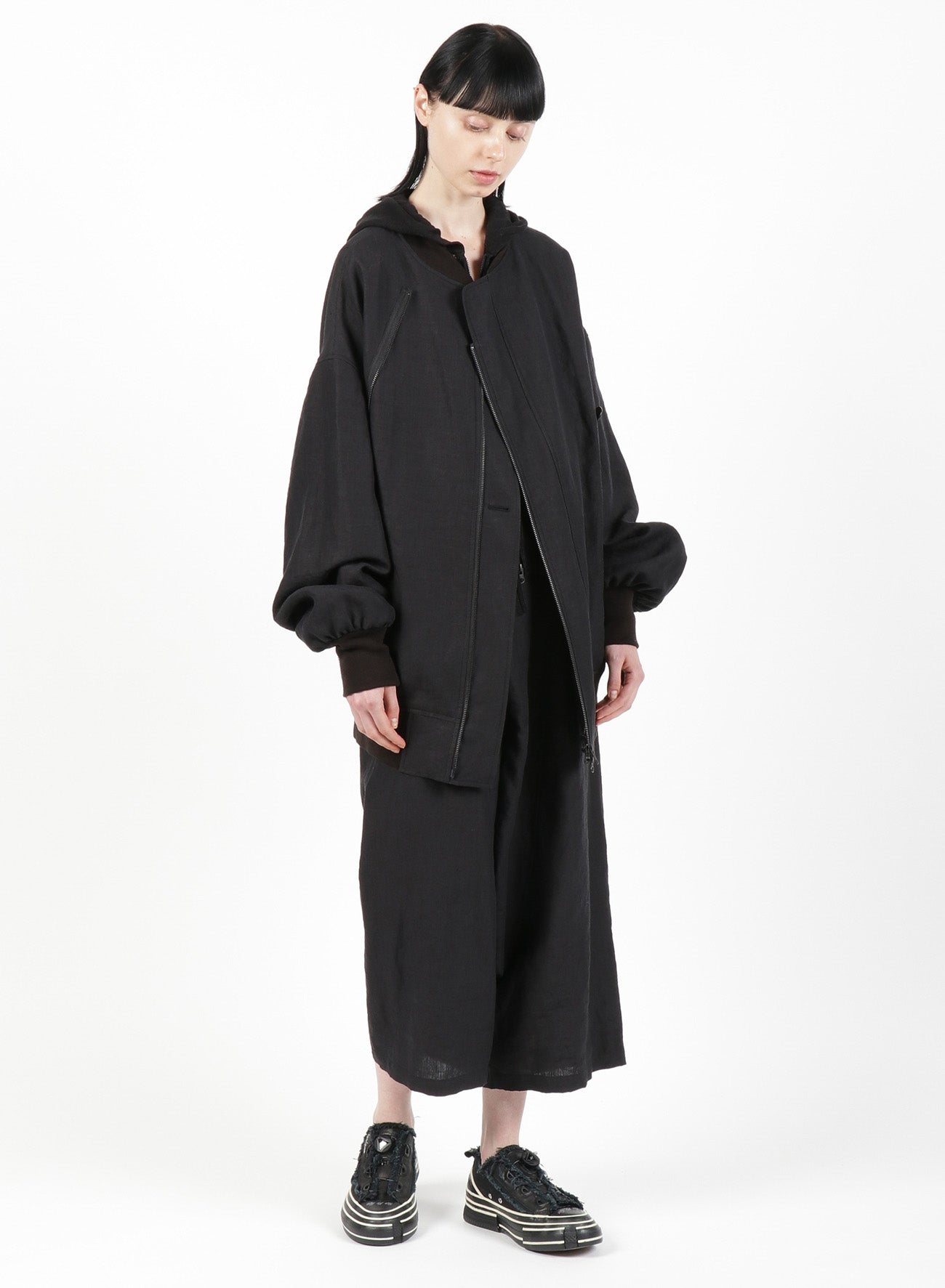 MIXED WEAVE TWILL ASYMMETRY DOUBLE B JACKET