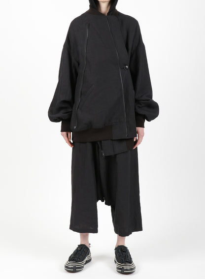 MIXED WEAVE TWILL ASYMMETRY DOUBLE B JACKET