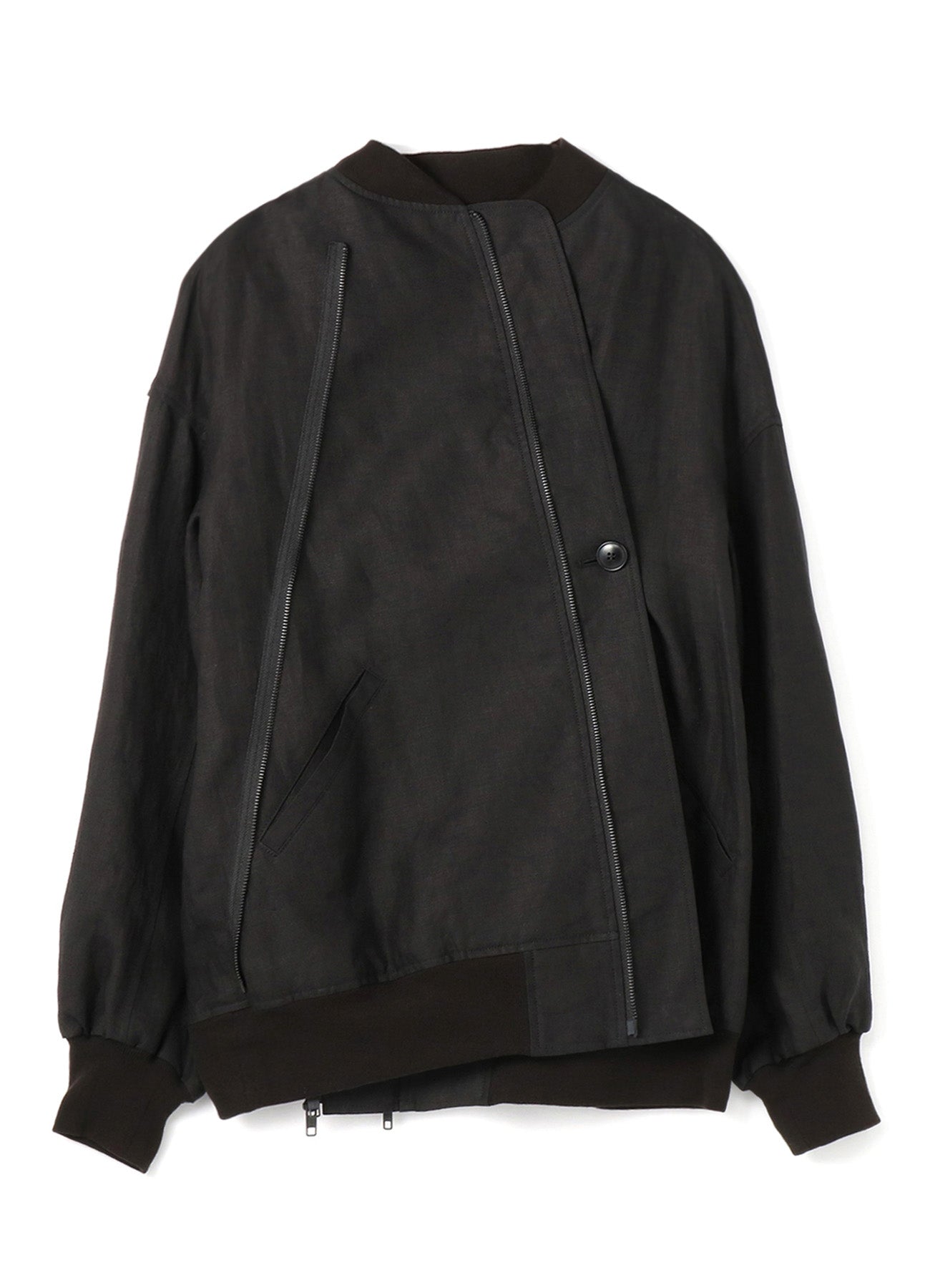 MIXED WEAVE TWILL ASYMMETRY DOUBLE B JACKET