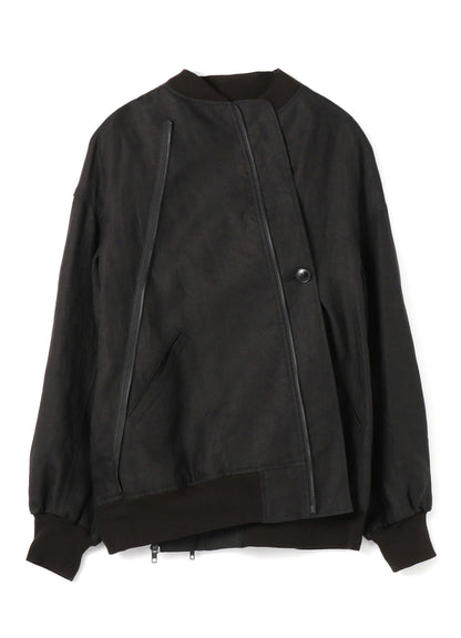 MIXED WEAVE TWILL ASYMMETRY DOUBLE B JACKET