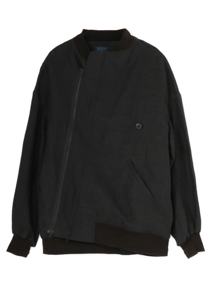 MIXED WEAVE TWILL ASYMMETRY DOUBLE B JACKET