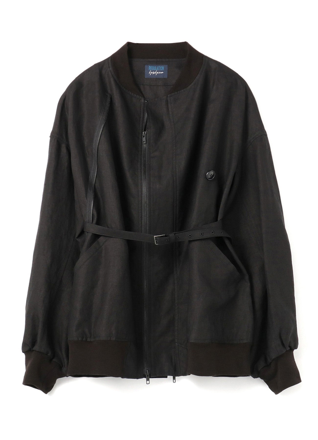 MIXED WEAVE TWILL ASYMMETRY DOUBLE B JACKET