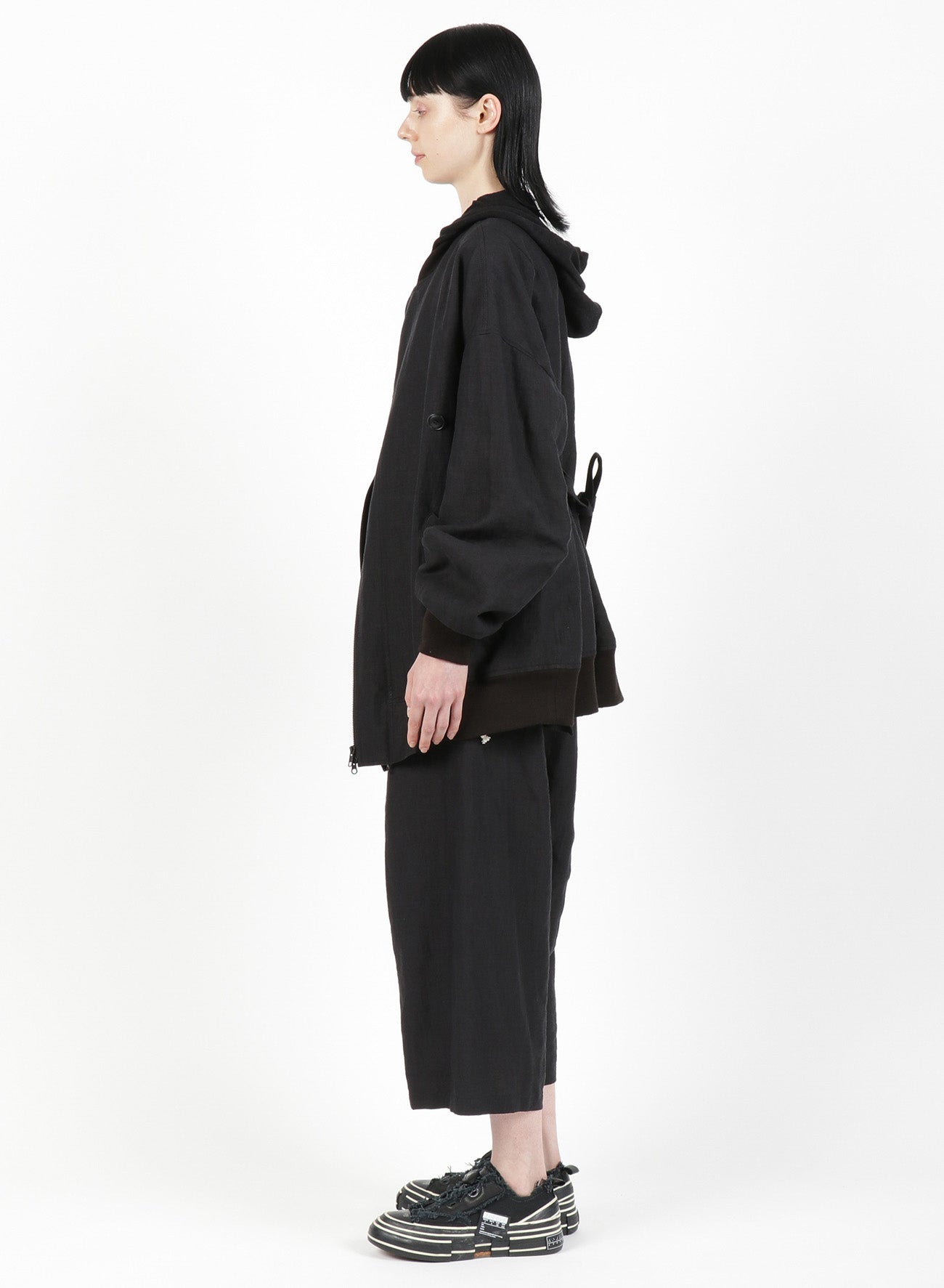 MIXED WEAVE TWILL ASYMMETRY DOUBLE B JACKET