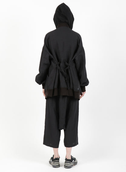 MIXED WEAVE TWILL ASYMMETRY DOUBLE B JACKET