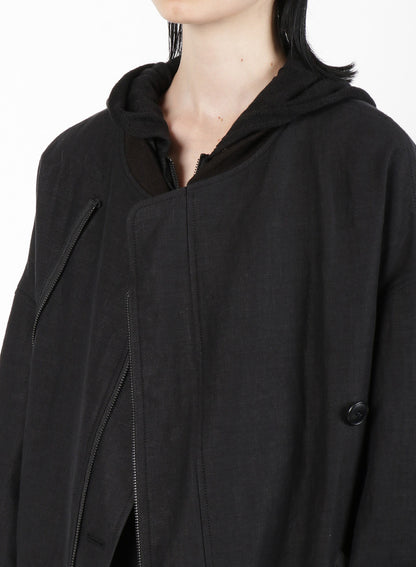 MIXED WEAVE TWILL ASYMMETRY DOUBLE B JACKET