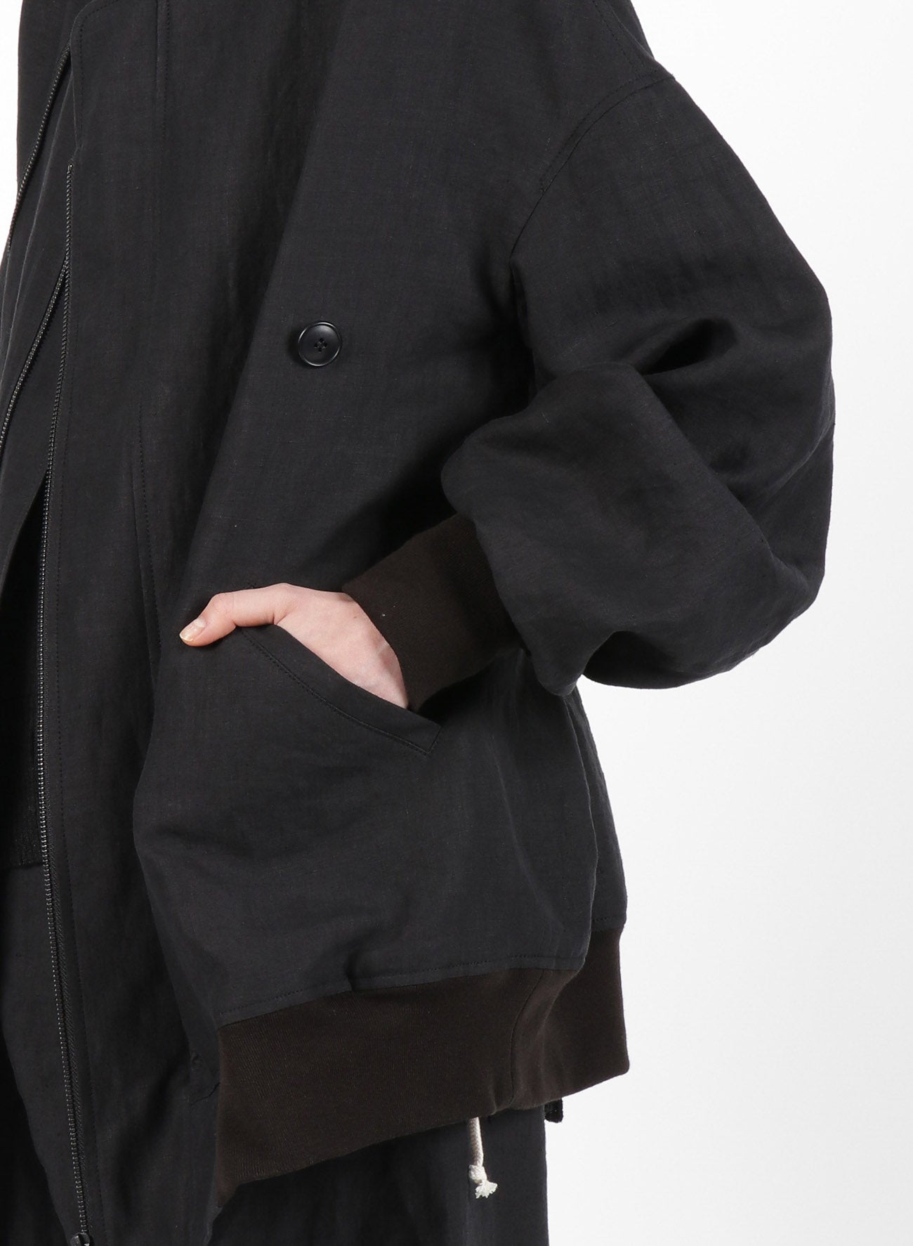 MIXED WEAVE TWILL ASYMMETRY DOUBLE B JACKET