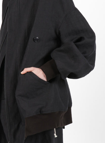 MIXED WEAVE TWILL ASYMMETRY DOUBLE B JACKET