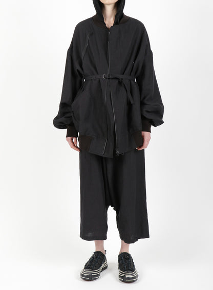 MIXED WEAVE TWILL ASYMMETRY DOUBLE B JACKET