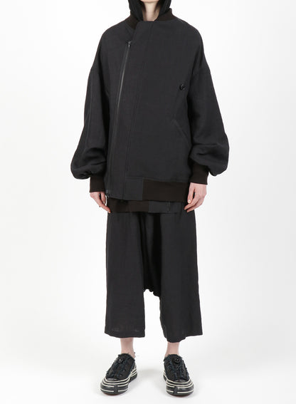 MIXED WEAVE TWILL ASYMMETRY DOUBLE B JACKET