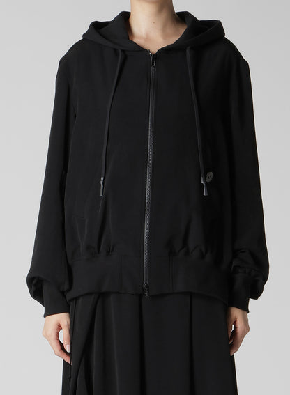 TA/PE CREPE DE CHINE HOODED BOMBER JKT