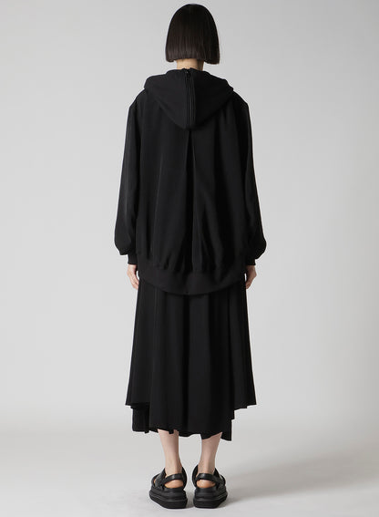 TA/PE CREPE DE CHINE HOODED BOMBER JKT