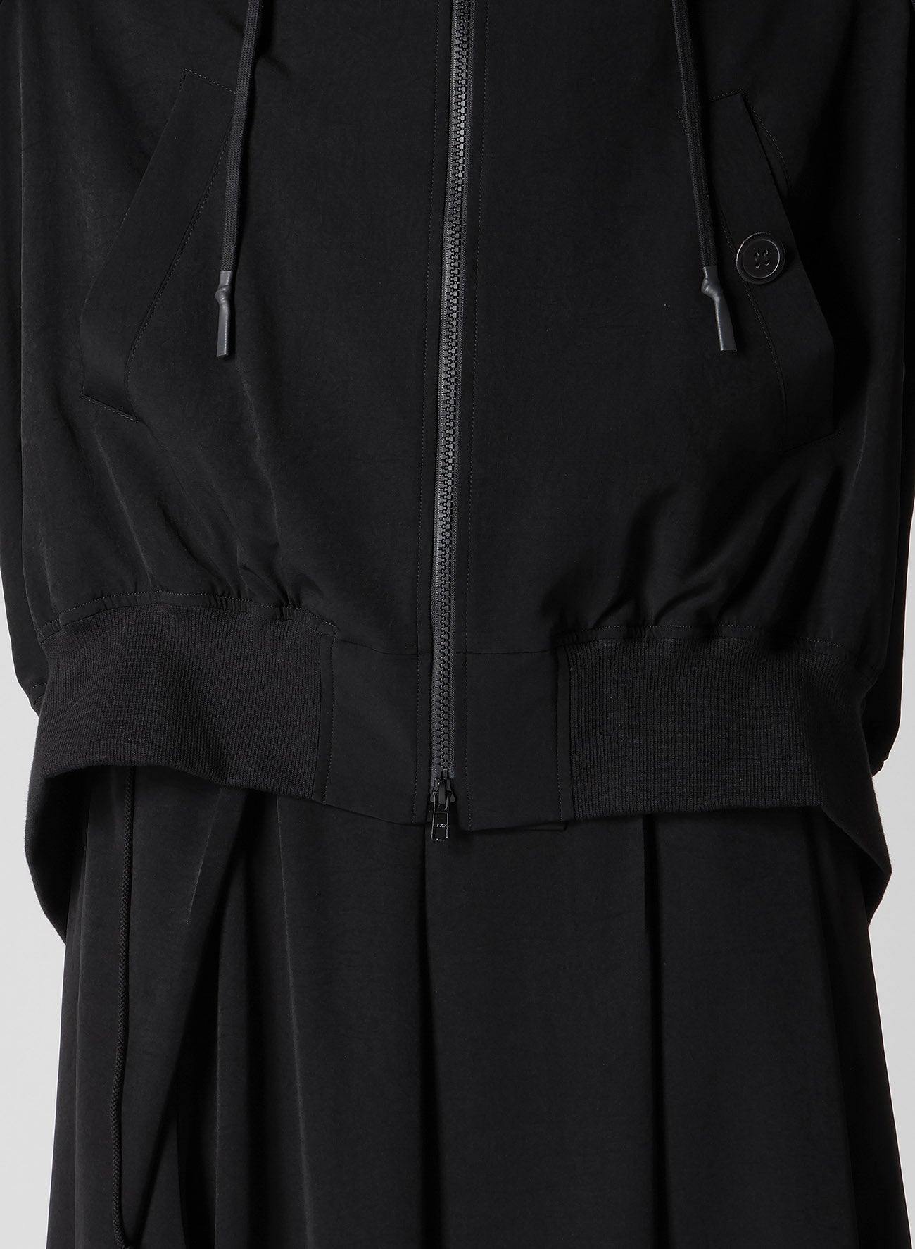 TA/PE CREPE DE CHINE HOODED BOMBER JKT