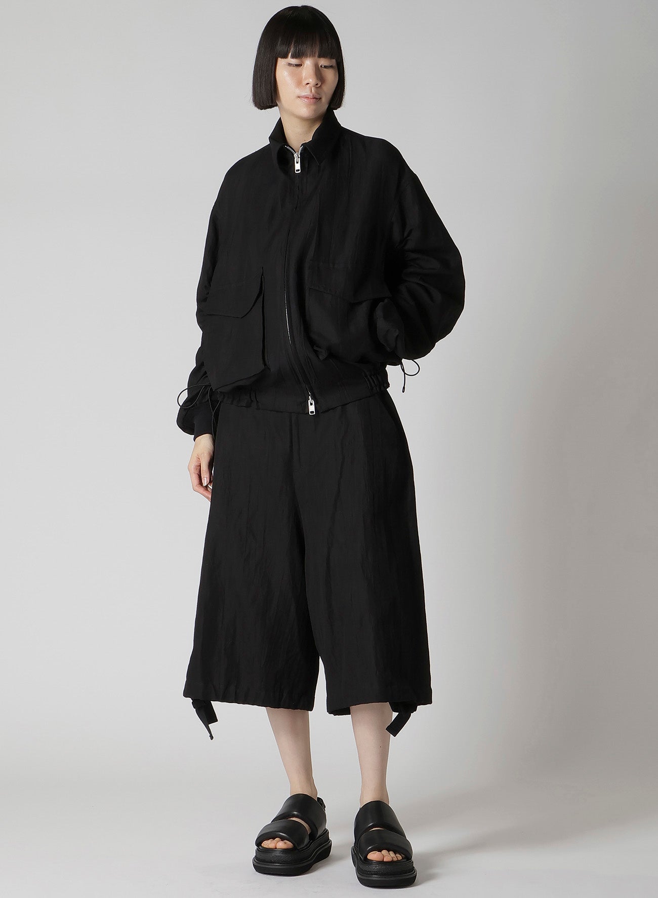 MIXED WEAVE TWILL BERMUDA PANTS