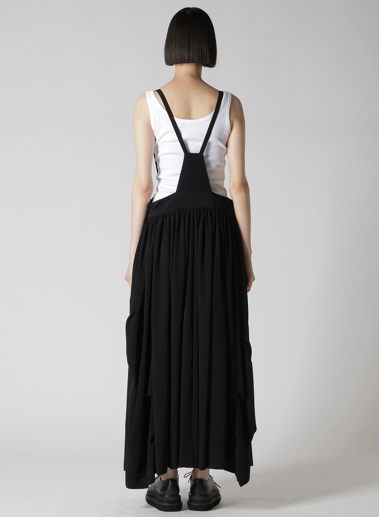 TA/PE CREPE DE CHINE FRONT BUTTON SUSPENDER SKIRT
