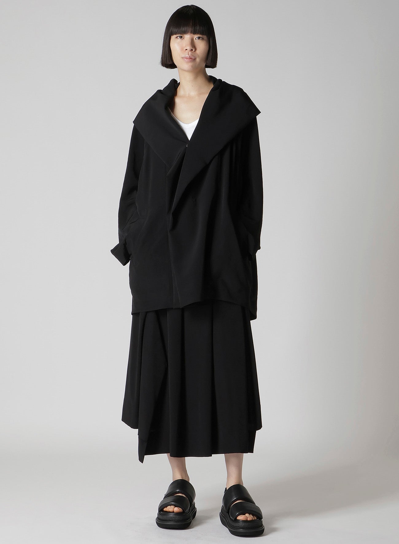 TA/PE CREPE DE CHINE UNBALANCED TUCK SKIRT – THE SHOP YOHJI YAMAMOTO