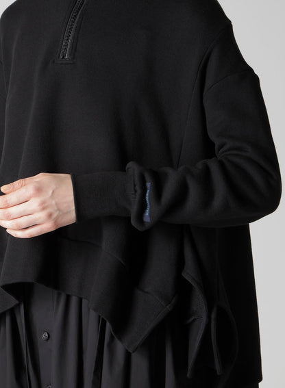Liy/C FRENCH TERRY FLARED HALF-ZIP PULLOVER