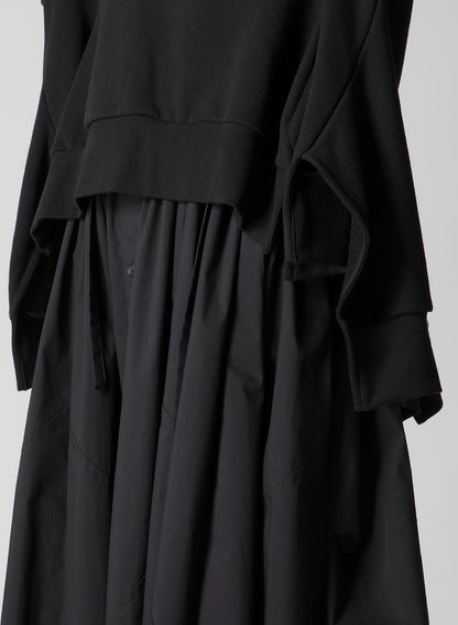 Liy/C FRENCH TERRY FLARED HALF-ZIP PULLOVER