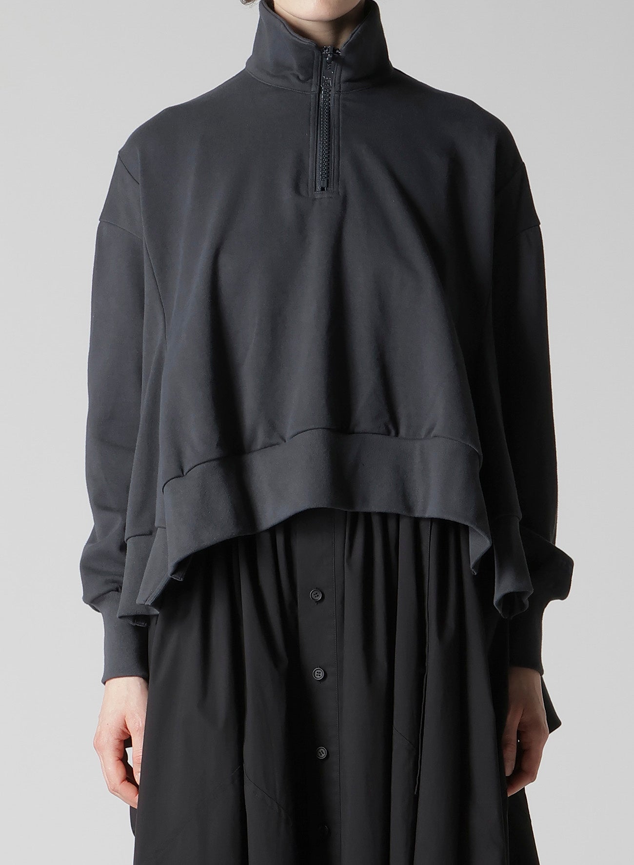 HEAVY WEIGHT FRENCH TERRY FLARED HALF-ZIP PULLOVER