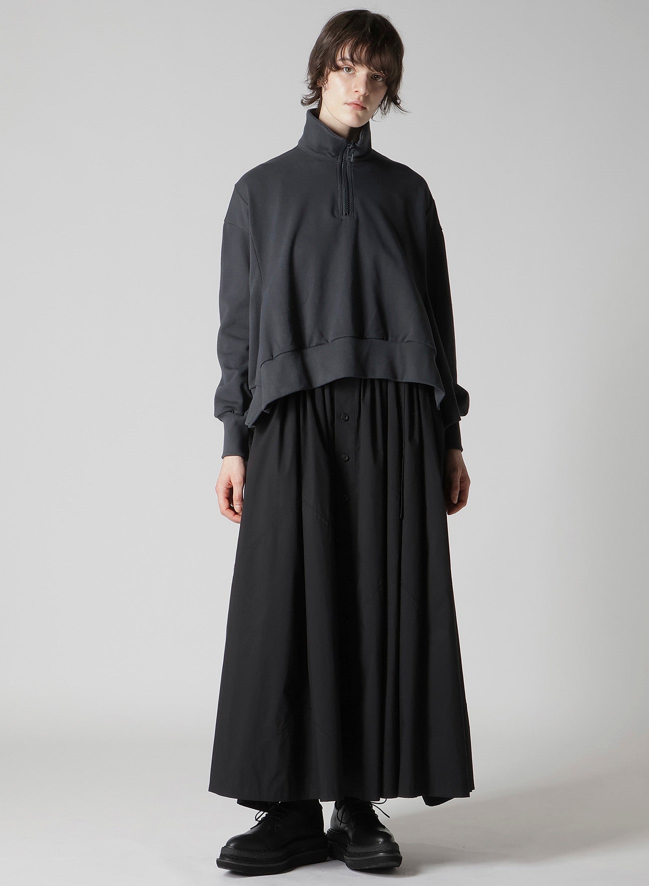 HEAVY WEIGHT FRENCH TERRY FLARED HALF-ZIP PULLOVER