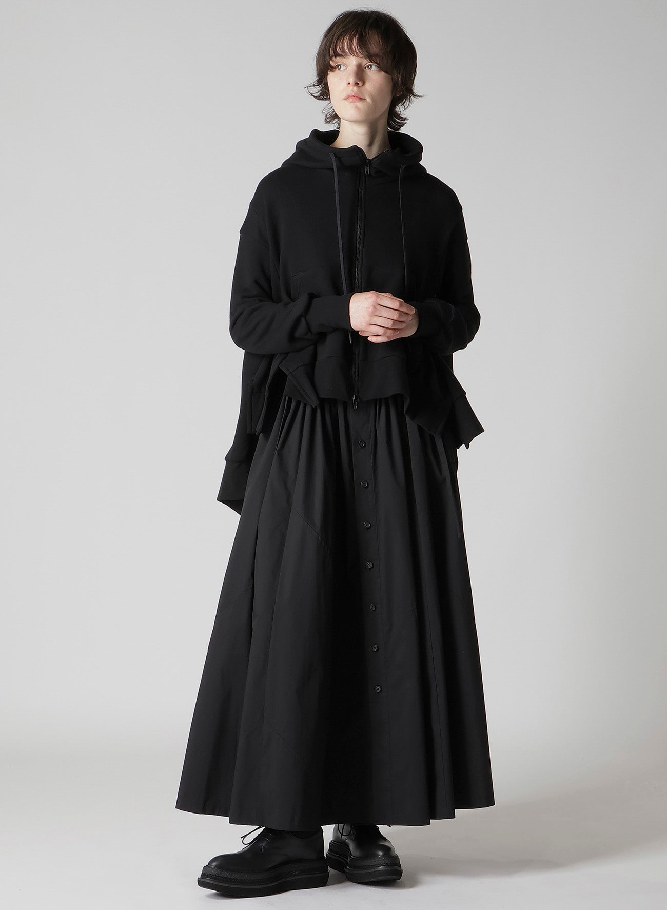 Liy/C FRENCH TERRY FLARED HOODIE