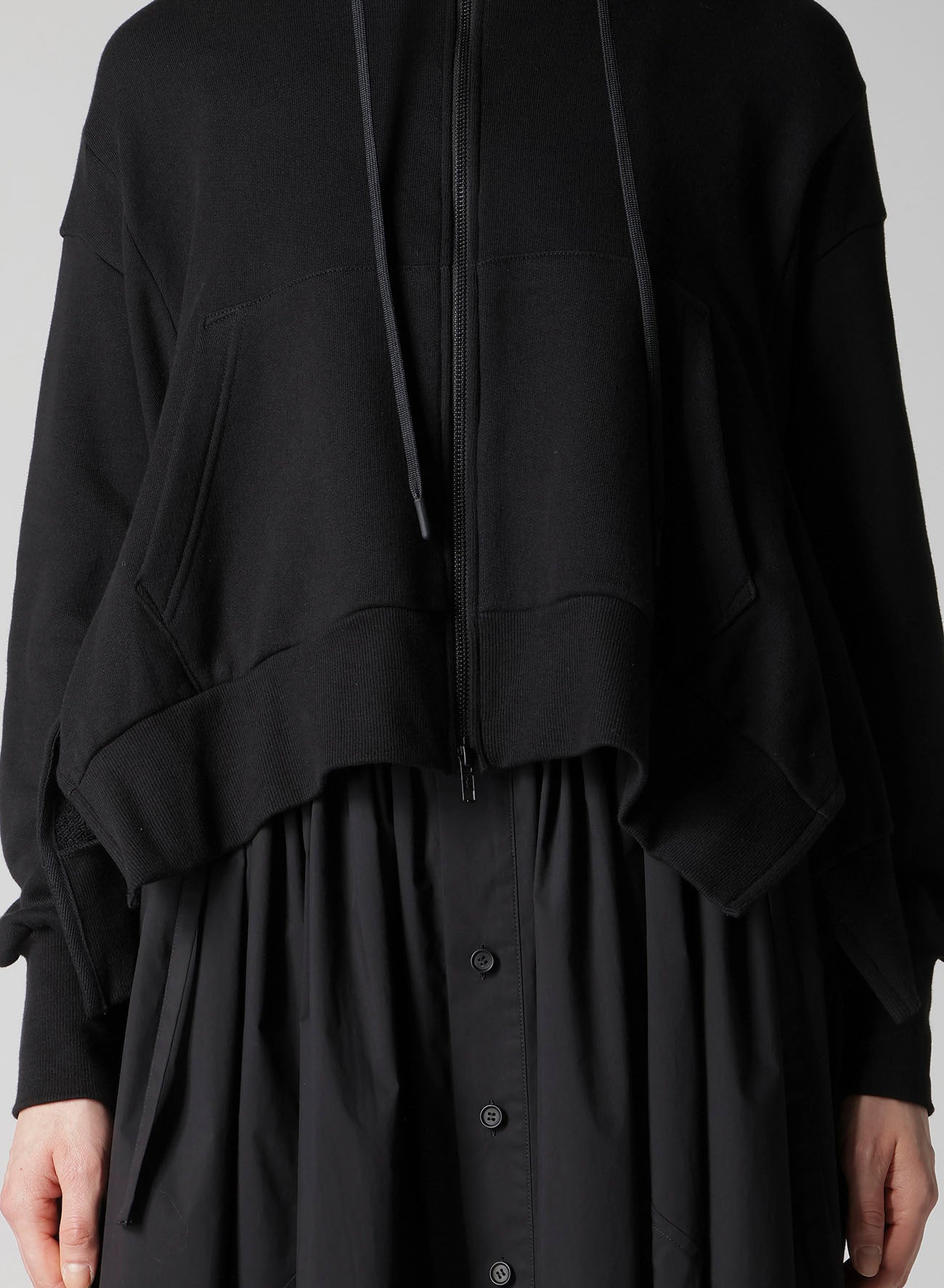 Liy/C FRENCH TERRY FLARED HOODIE – THE SHOP YOHJI YAMAMOTO