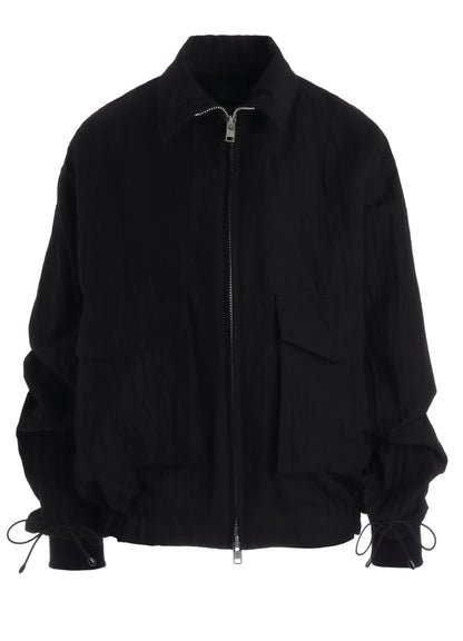 MIXED WEAVE TWILL SHIRRING SLEEVE JACKET