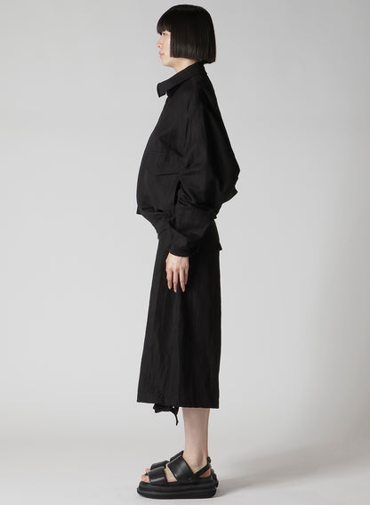 MIXED WEAVE TWILL SHIRRING SLEEVE JACKET