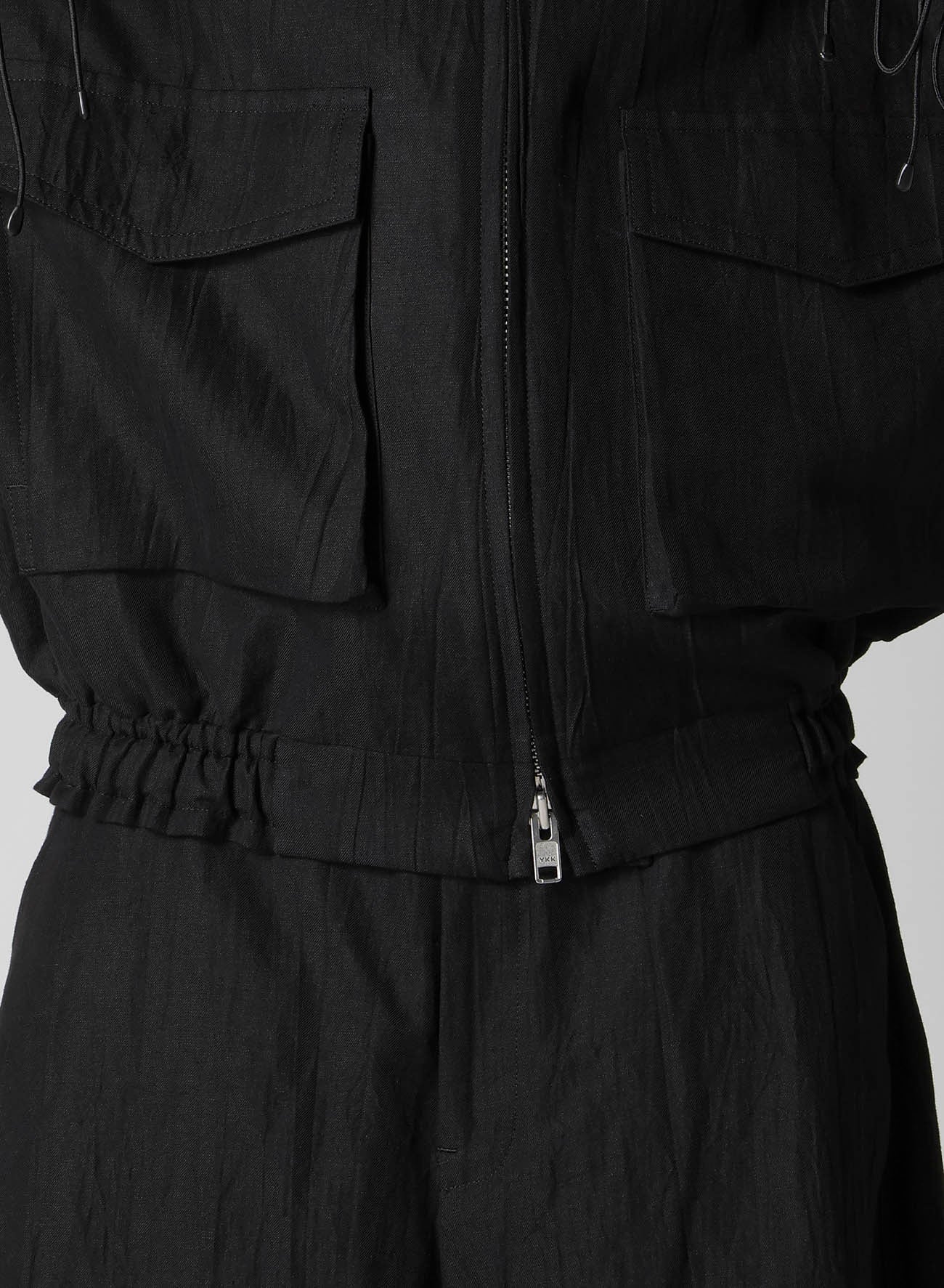 MIXED WEAVE TWILL SHIRRING SLEEVE JACKET