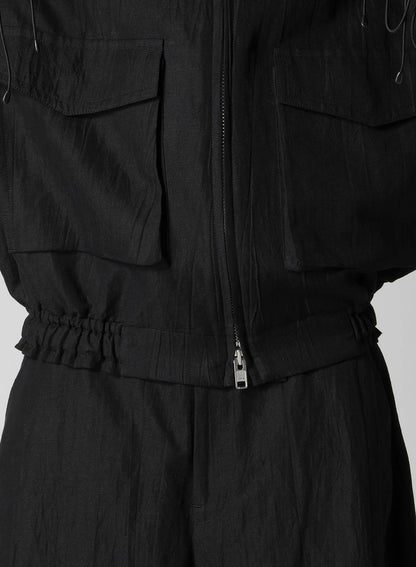 MIXED WEAVE TWILL SHIRRING SLEEVE JACKET