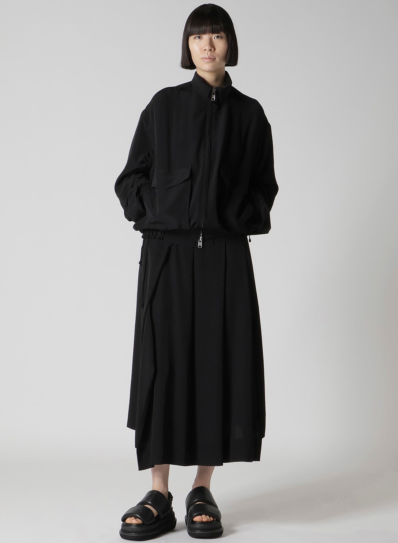 TA/PE CREPE DE CHINE SHIRRING SLEEVE JACKET
