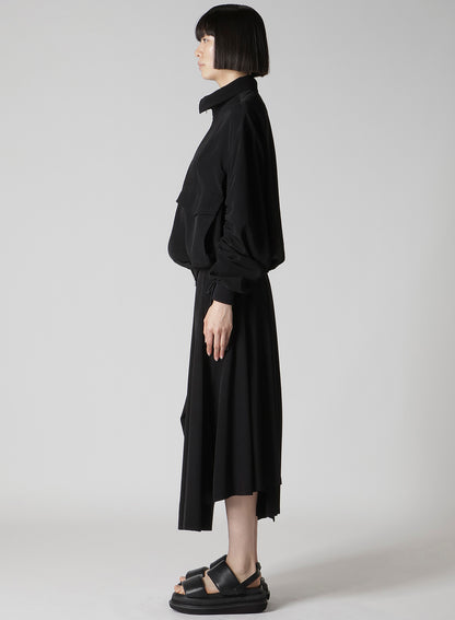 TA/PE CREPE DE CHINE SHIRRING SLEEVE JACKET