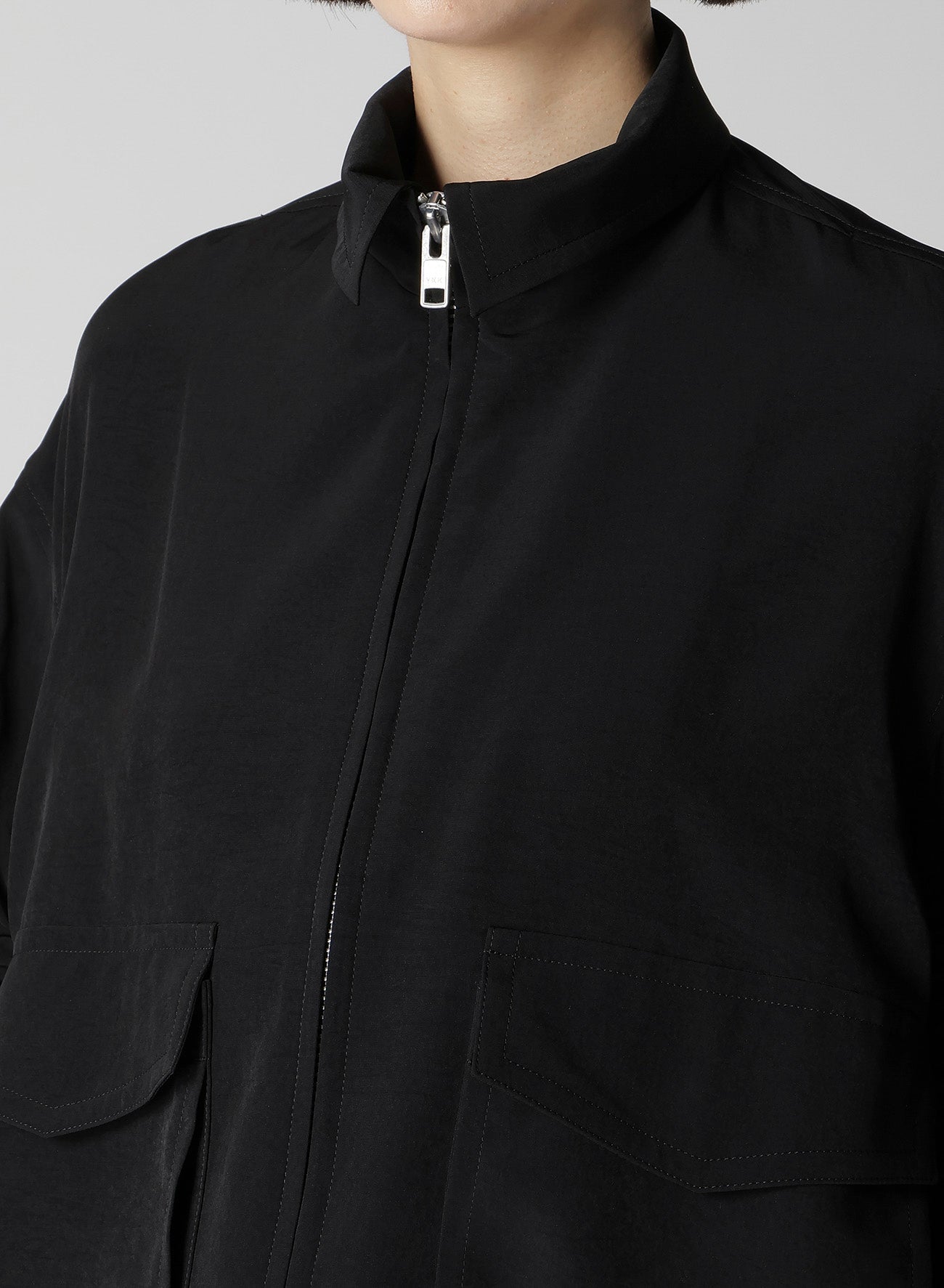 TA/PE CREPE DE CHINE SHIRRING SLEEVE JACKET