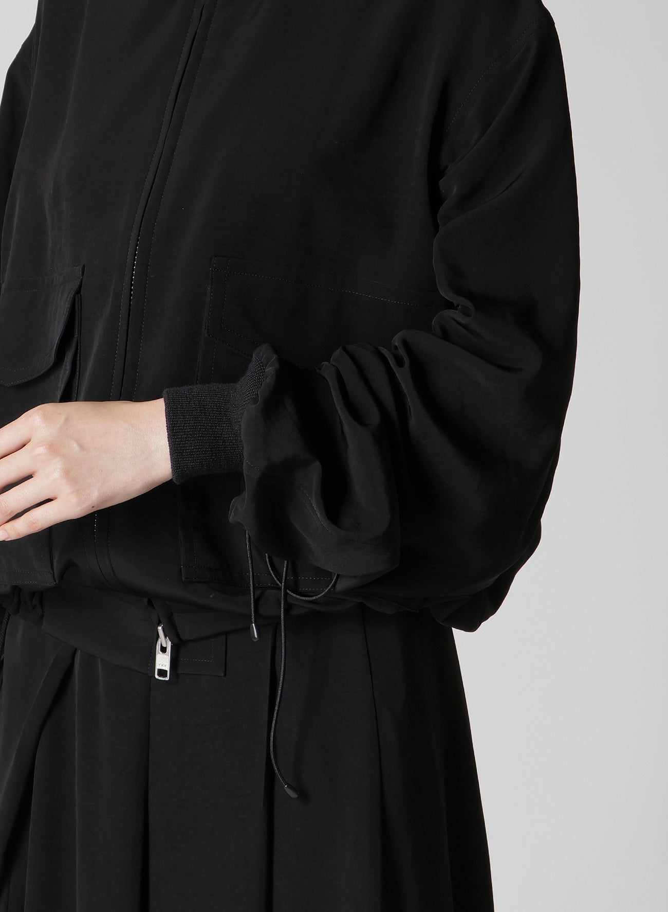 TA/PE CREPE DE CHINE SHIRRING SLEEVE JACKET