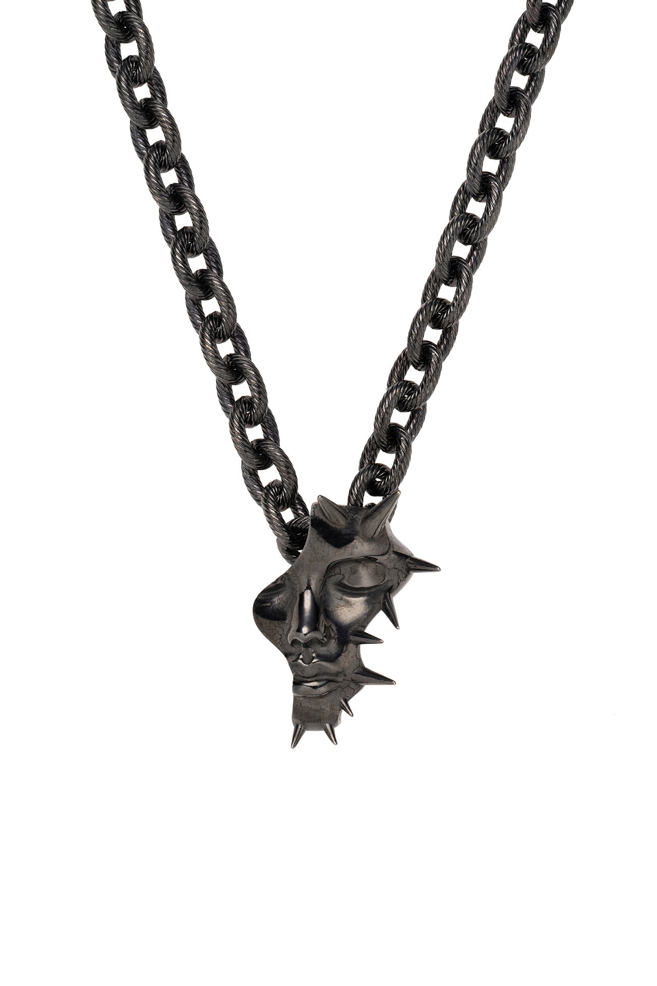 BRASS GUNMETAL SPIKE NOIR PENDANT