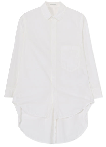 COTTON BROAD HIDDEN BUTTON LONG BLOUSE