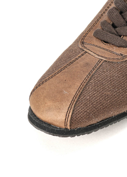 BROWN LINEN 6HOLES LOW CUT SHOES