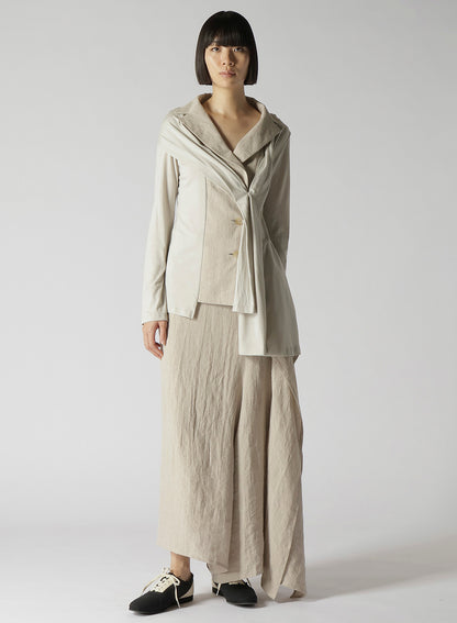 NATURAL WASHED LINEN COMBINATION SINGLE JACKET