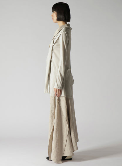 NATURAL WASHED LINEN COMBINATION SINGLE JACKET